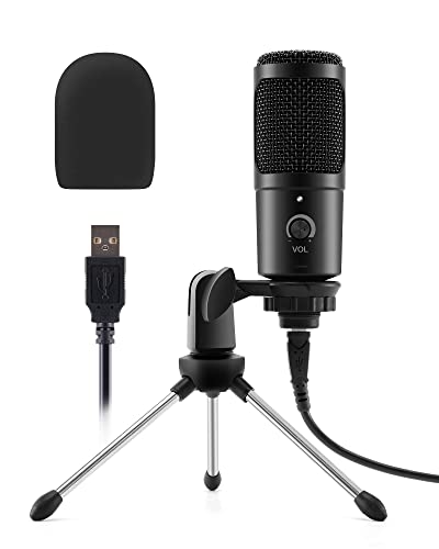 anyotherway Microfono USB Plug&Play, microfono professionale per PC da studio con treppiede per giochi, streaming, podcast, chat, YouTube su Mac e Windows