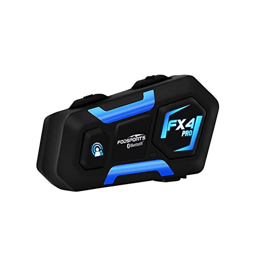 Fodsports FX4 PRO Moto Intercom Bluetooth, 4 Motociclisti Interfono Bluetooth per Moto, Motorbike Motorcycle helmet intercom Headset con FM, 850mAh, con Funzione di riduzione del Rumore