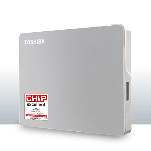 Toshiba - Disco rigido esterno Canvio Flex 1TB per Mac, Windows PC, Tablet, USB 3.2. Gen 1, con cavi USB-C e USB-A, argento (HDTX110ESCAA)