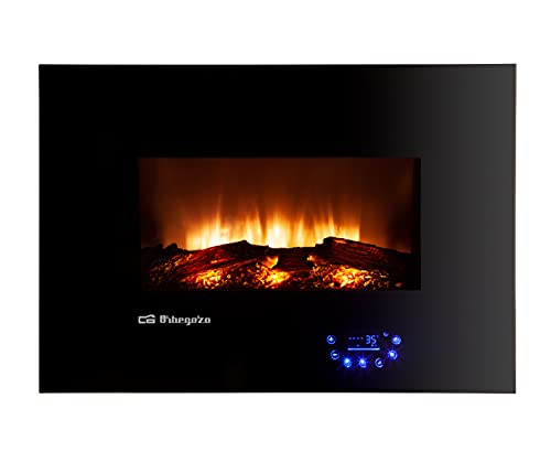 Orbegozo CM 8000 - Caminetto elettrico, intensità di fiamma regolabile, pannello di controllo touch, telecomando, 3 modalità di programmazione, supporto da parete, 1800 W