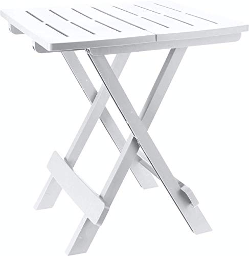 Tomaino - Tavolino Pieghevole da Giardino, Piccolo Tavolo Pieghevole da Esterno E da Campeggio 45x43x50 cm (Bianco)