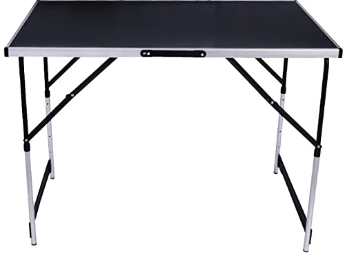 Tavolo tavolino pieghevole altezza regolabile allungabile in alluminio e mdf nero multifunzione per campeggio mercato giardino mercato