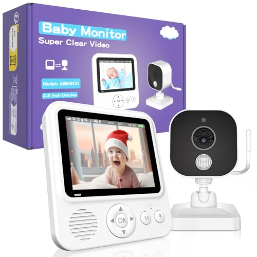 OBVHNUA Baby Monitor con Telecamera 2,8 Pollici 720P Babyphone Camera Zoom 10X 1500mAh Ricarica USB-C VOX Visione Notturna Comunicazione Bidirezionale Sensore di Temperatura 8 Ninne Nanne 5 Sveglie