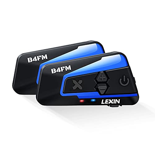 LEXIN 2X B4FM Interfono Moto Con Radio Fm, Auricolare Bluetooth Per Casco con Cancellazione del Rumore Per Un Massimo di 10 Motociclisti, Sistema di Comunicazione Universale per Moto/ATV/Moto Da Cross