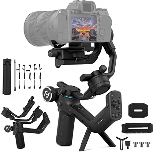 FeiyuTech Scorp-C Stabilizzatore Gimbal per Fotocamera DSLR, stabilizzatore per Fotocamera Reflex Compatibile con Sony Canon Panasonic Lumix Nikon Fujifilm, Impugnatura Underslung, Carico Utile 5,51LB