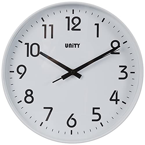 Unity, Fradley, orologio da parete, 22 cm, silenzioso, moderno, nero, 30 x 30 x 5 cm (Bianco)