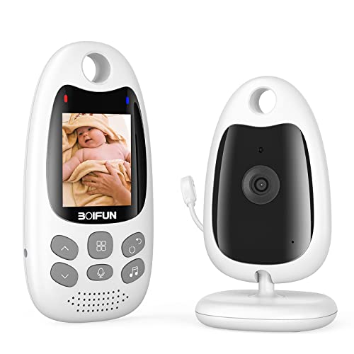 BOIFUN Baby Monitor, Videocamera schermo da 2.0'' 750mAh Supporto batteria ricaricabile VOX Visione notturna Visione di temperatura 8 ninne nanne per bambino/anziano/animale domestico