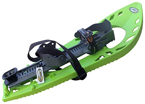 Morpho 10MHRAQYU ECOGB - Racchette da Neve da Adulto Trimmy Ultra Light con Cinturino Caviglia con Fibbia in Tessuto Rinforzato, Misura Piccola, Colore: Verde/Grigio