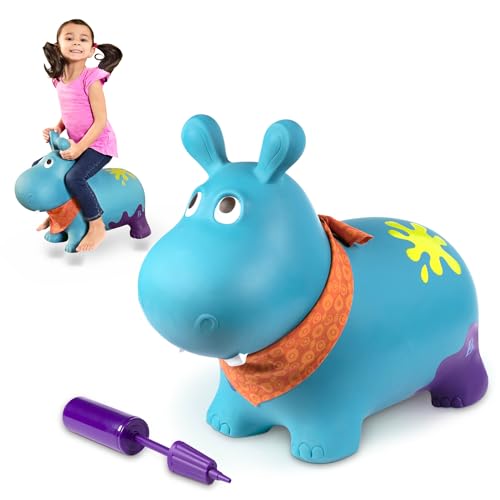 B. toys – Ippopotamo cavalcabile gonfiabile con pompa Inclusa – Giochi cavalcabili per bambini – Salta e rimbalza – 2 anni in su