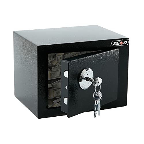 ZENO Piccola cassaforte con chiavi | Cassetta di sicurezza ad alta sicurezza | Cassaforte in acciaio | Casseforti per soldi in ufficio a casa con 3 chiavi