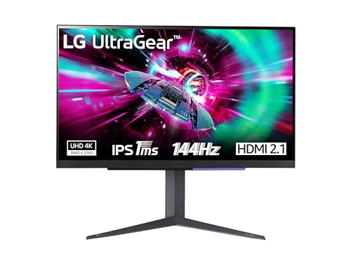 LG 27GR93U UltraGear Gaming Monitor 27' UltraHD 4K IPS HDR 400, 3840x2160, 1ms, G-Sync Compatible, AMD FreeSync Premium Pro 144Hz, HDMI 2.1 VRR, HDCP 2.2, Display Port 1.4, Flicker Safe, Nero