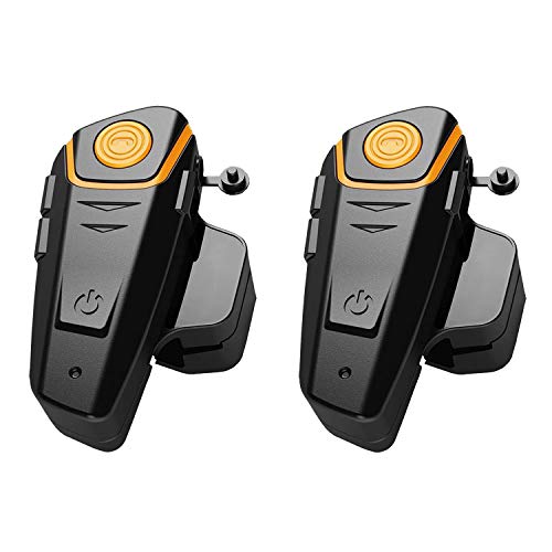 BT-S2 Interfono Moto Coppia, Auricolari Bluetooth Casco con Radion FM, Comunicazione Pilota e Passeggero - Kit Interfono 2 Caschi