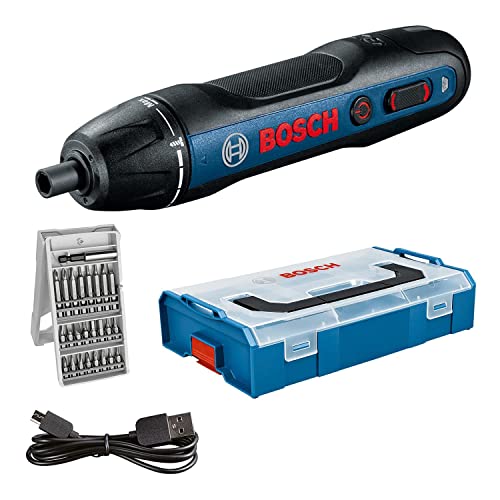 Bosch Professional Avvitatore a Batteria Bosch GO, Incl. Set di Punte 25 pz., Cavo di Ricarica USB, Adattatore per Cavo non Incluso, L-BOXX Mini, Amazon Exclusive Set