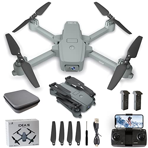 Drone con Fotocamera 4K, IDEA16 RC FPV Drones con 2 Telecamere/Posizionamento del Flusso Ottico per Principianti, Pieghevole droni 720p camera inferiore, Quadrirotore WIFI 5 GHz 2 batteria