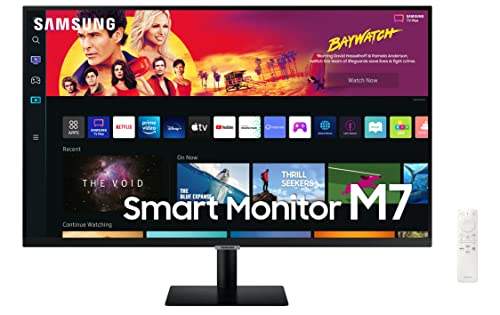 Samsung Smart Monitor M7 (S32BM702), Flat 32'', 3840x2160 (UHD 4K), Piattaforma Smart TV (Amazon Video, Netflix), Airplay, Mirroring, Office 365, Wireless Dex, Casse Integrate, WiFi, HDMI, USB Type-C