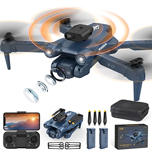 X-IDRONE17 Drone con Telecamera HD 1080P, Drone Pieghevole,Drone Professionale FPV WiFi, Quadcopter RC con Posizionamento del Flusso Ottico, Evitamento Attivo Degli Ostacoli a 360°, Modalità Headless