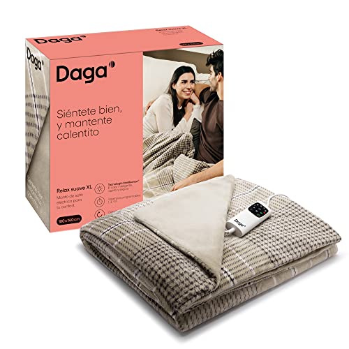 DAGA Coperta per divano elettrica Relax Soft XL, tecnologia Intellisense, tessuto ultra morbido, multi-timer, 6 livelli di temperatura, 140 x 180 cm