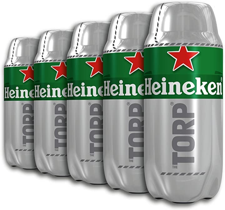 Heineken TORP Bariletto di Birra 5 x 2 Litri, Compatibile con il Distributore di Birra THE SUB