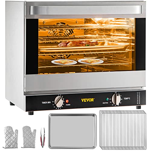 VEVOR Mini forno, 66 l, forno da 65-250 °C, forno a 4 strati, 58 x 55 x 50 cm, forno elettrico 0-120 minuti, friggitrice ad aria calda, forno, grill, tostapane
