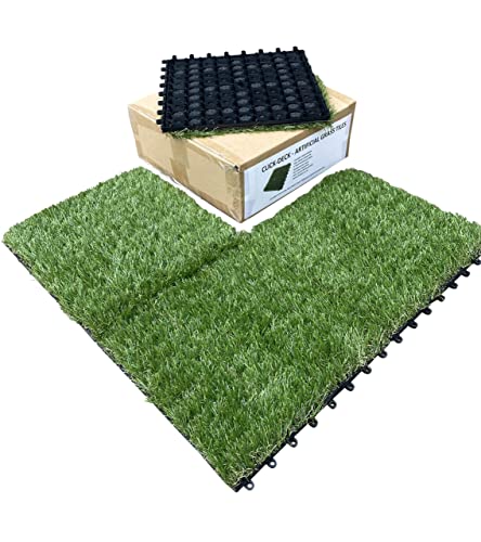 CLICK-DECK Piastrelle per erba, patio, balcone, terrazza sul tetto, piastrelle per erba, pavimenti in erba artificiale, prezzi economici per grandi quantità (18 piastrelle in erba artificiale)
