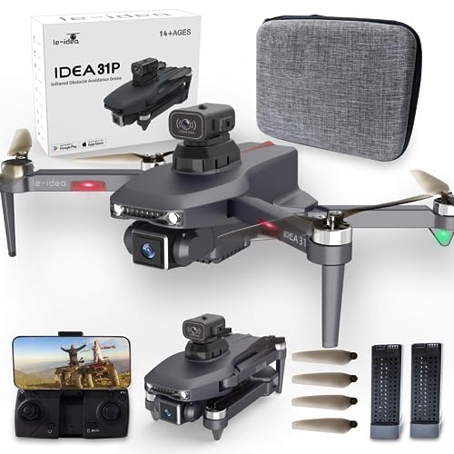 Drone con Telecamera, IDEA31P Drone Professionale con Evitamento Ostacoli a 360°, Motori Senza Spazzole, Posizionamento Ottico del Flusso, Quadcopter RC WiFi a 5 GHz Drone Multigioco per Principianti