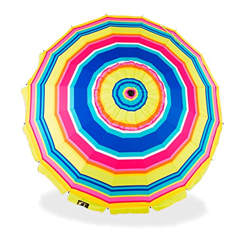 CREVICOSTA QUALITY MARK MARCAS DE CALIDAD Ombrellone con Spirale e Palo da Viaggio Totale, Arcobaleno, 200 cm
